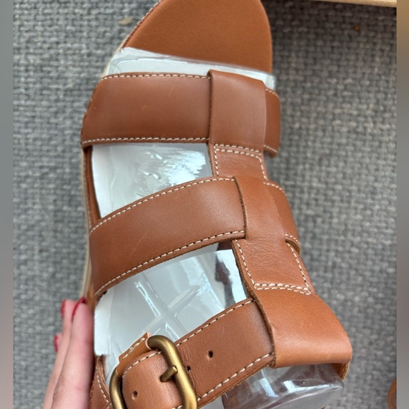 UGG Abbot Strap Cognac Leather Wedge Sandals – Size 9 - Picture 9 of 16